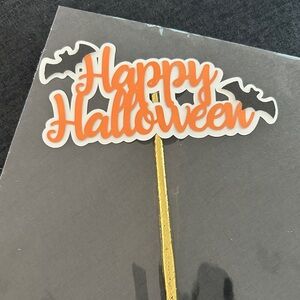 Halloween Cake Topper - Orange and Gold